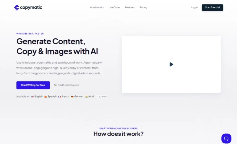 Copymatic AI website