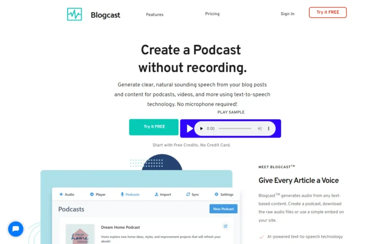 Blogcast AI website